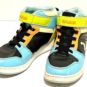 SHAQ Youth Size 3  Multicolor Aqua Yellow Orange BASKETBALL Sneakers hightop